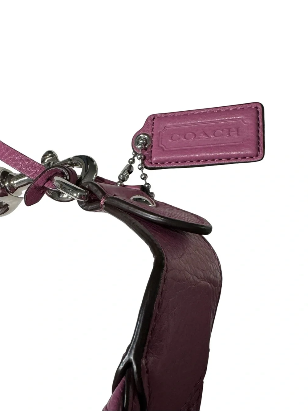 COACH Avery Hobo Purple Bag Pebbled Leather Silver Hardware F23960